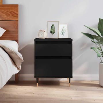 vidaXL Nachtkastje 40x35x50 cm bewerkt hout zwart, Huis en Inrichting, Slaapkamer | Nachtkastjes, Minder dan 45 cm, Verzenden