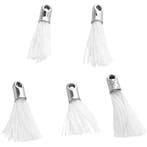 Tassel, L: 10 mm, gatgrootte 1 mm, wit, 5 stuk/ 1 doos, Nieuw