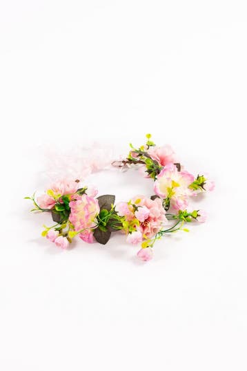 KIMU® Grote Bloemenkrans Haar Lichtroze Roze Bloemen Haarban, Ophalen of Verzenden, Nieuw, Carnaval, Accessoires