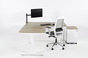 Hoekbureau ronde zit TUBE wit-eiken 200x160, Ophalen of Verzenden, Nieuw in verpakking