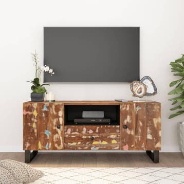 vidaXL Tv-meubel 105x33,5x46 cm massief hout gerecycled, 100 tot 150 cm, Verzenden, Nieuw, Minder dan 100 cm