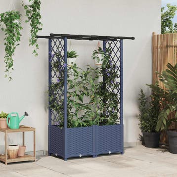 vidaXL Verhoogd Bed met Trellis en Dak Grijs 124,5 x 40 x, Verzenden, Nieuw, Minder dan 60 cm, 60 cm of meer