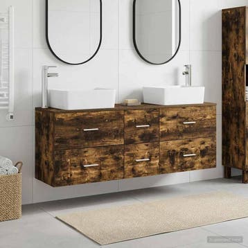 vidaXL Badkamerkastenset 3 st Gerookt eiken 53 x 34,5 x 63, Verzenden, Nieuw