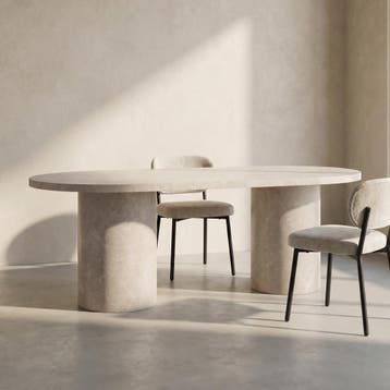 *WOONWINKEL* Ovale Eettafel Met Dikke Beige Poten, Verzenden, Nieuw