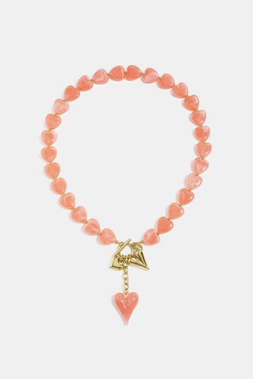 Goudlief Kralenketting met hangende harten charms, Sieraden, Tassen en Uiterlijk, Kettingen, Verzenden, Nieuw, Zilver, Overige materialen