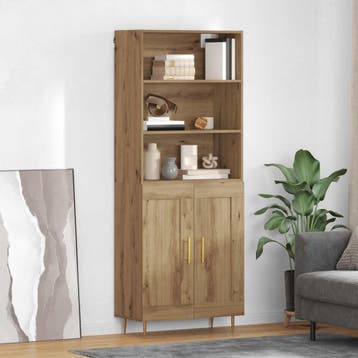 vidaXL buffetkast Artisan Eiken 69,5 x 34 x 180 cm Bewerkt, Huis en Inrichting, Kasten | Buffetkasten, Minder dan 50 cm, Verzenden