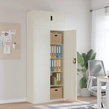 vidaXL Archiefkast 90x40x220 cm staal wit, Verzenden, Nieuw