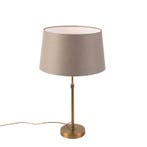 Bronze tafellamp met linnen kap taupe 35cm  - Parte, Verzenden, Nieuw, Country-rustic