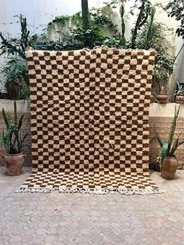 Berber - Vloerkleed - 250 cm - 155 cm - Tapijt met ruiten,, Nieuw