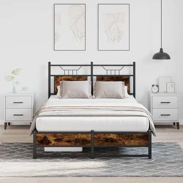 vidaXL Bedframe zonder matras hout gerookt eikenkleurig, Bruin, Verzenden, Nieuw, 190 cm of minder