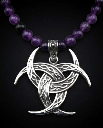 Amethist - Ketting Viking - Drie Odinshoorns - Fortuin,, Antiek en Kunst