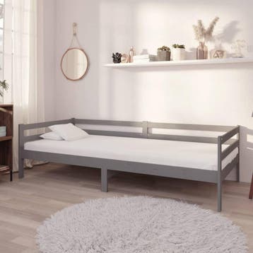 vidaXL Slaapbank met matras massief grenenhout grijs 90x200, 90 cm, Eenpersoons, Verzenden, Nieuw