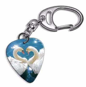 Plectrum ketting, sleutelhanger met afbeelding van 2 zwanen, Ophalen of Verzenden, Nieuw