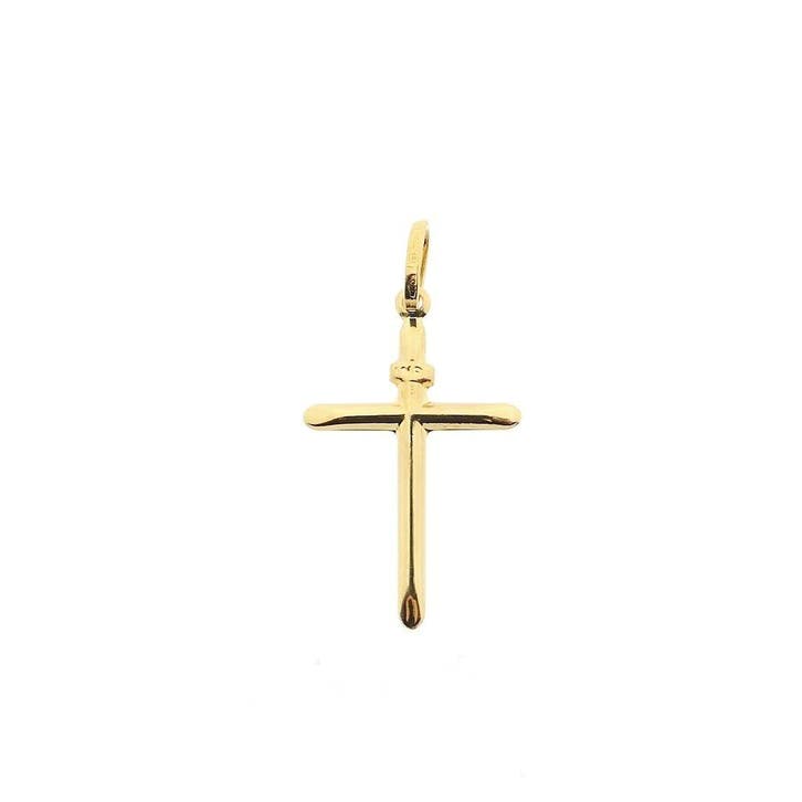 Gouden hanger van een kruis; INRI (Hanger of bedel), Sieraden, Tassen en Uiterlijk, Bedels, Gebruikt, Overige merken, Goud, Ophalen of Verzenden
