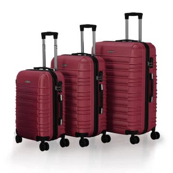 Harde Kofferset Rome - 3-Delig - ABS - Rood, Sieraden, Tassen en Uiterlijk, Koffers, Verzenden, Nieuw