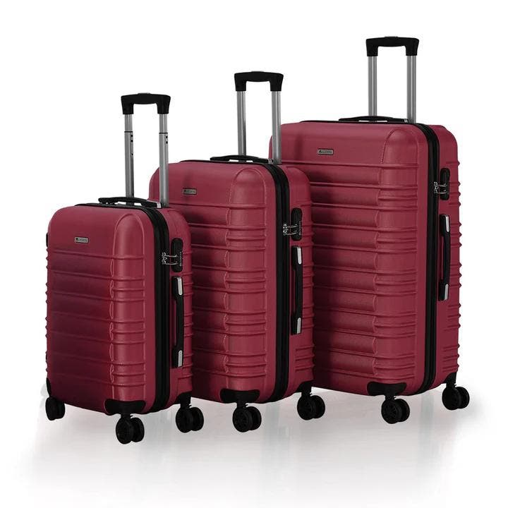 Harde Kofferset Rome - 3-Delig - ABS - Rood, Sieraden, Tassen en Uiterlijk, Koffers, Nieuw, Verzenden