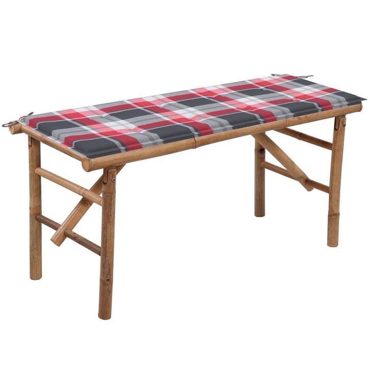 vidaXL Tuinbank inklapbaar met kussen 118 cm bamboe, Tuin en Terras, Tuinbanken, Nieuw, Hout, Verzenden