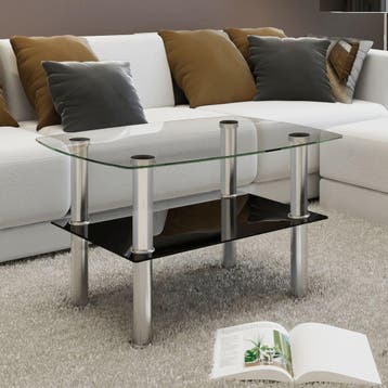 vidaXL Salontafel met 2 lagen glas, Verzenden, Nieuw, 50 tot 100 cm, Glas