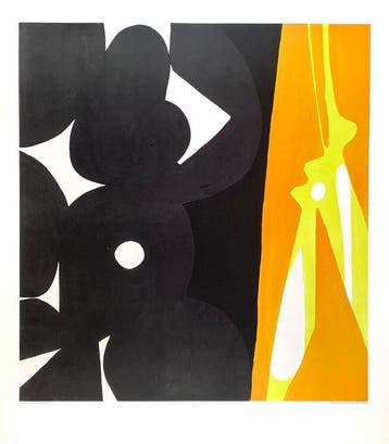Ernst Wilhelm Nay - Black yellow - Collotype 60/70ies - 89 x