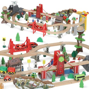 TRUUSK Houten Treinset - 100 Delen - Magnetische Kraan - Beu, Verzenden, Nieuw