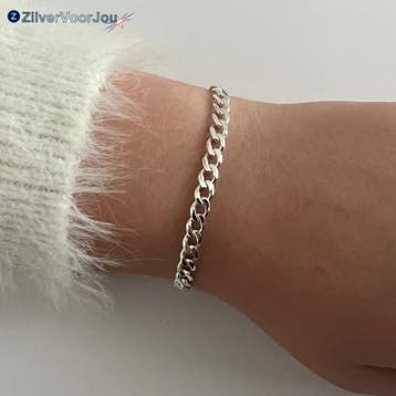 Zilveren Italian gourmet schakelarmband 5.5 mm breed, Verzenden, Nieuw, Zilver
