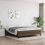 vidaXL Boxspring bed stof donkerbruin 160x200 cm, Bruin, Verzenden, 200 cm, Stof