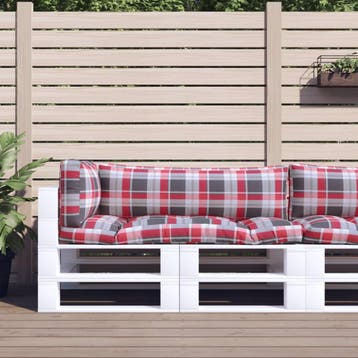 vidaXL Palletkussens 3 st ruitpatroon stof rood, Verzenden, Nieuw