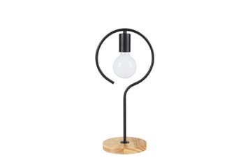 Tafellamp Modern Zwart Met Houten Voet - Scaldare Agordo, Ophalen of Verzenden, Nieuw