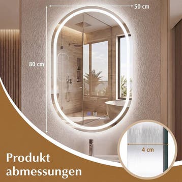 2dekans | Coast Badkamerspiegel met LED-verlichting - ovalen, Ophalen of Verzenden, Zo goed als nieuw