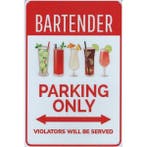 Wandbord -  Parking Only Bartender, Nieuw