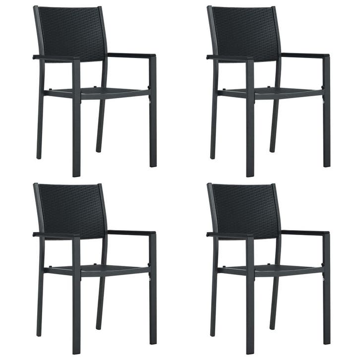 vidaXL Tuinstoel 4 st rattan-look kunststof zwart, Tuin en Terras, Tuinstoelen, Nieuw, Kunststof, Verzenden