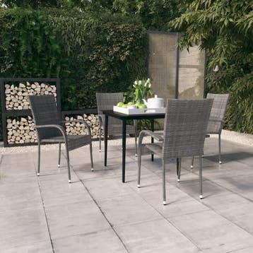 vidaXL 5-delige Tuinset grijs en zwart, Tuin en Terras, Verzenden, Nieuw, 4 zitplaatsen, Tuinset