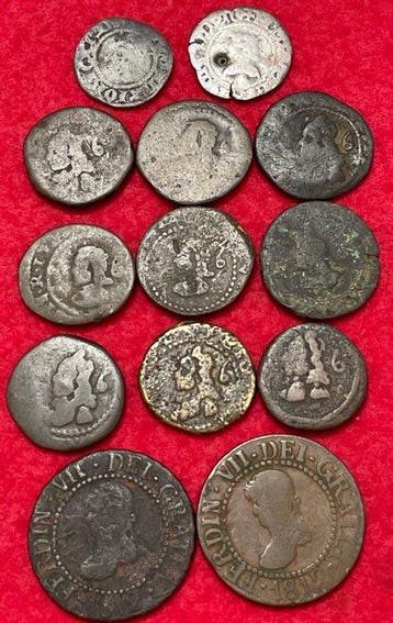 Spanje. Lote de 13 monedas de Mallorca a clasificar (Zonder