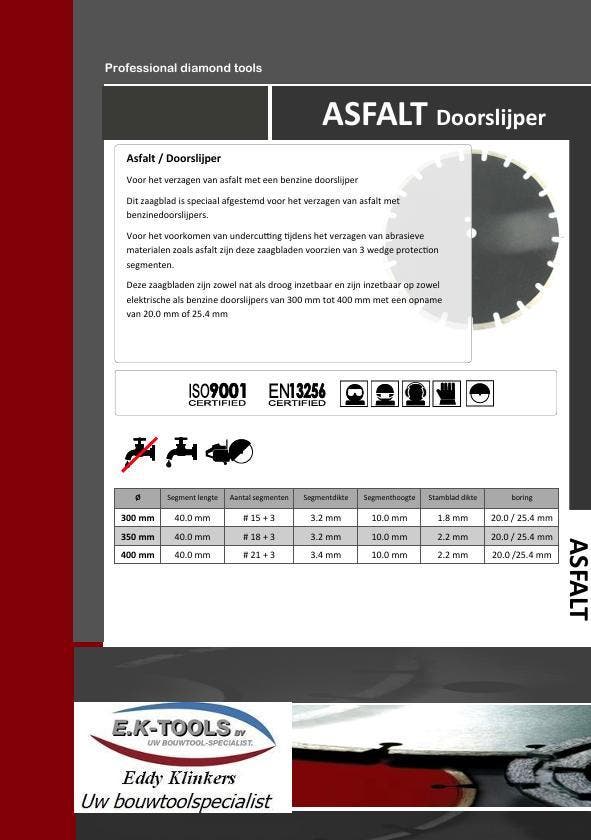 Diamantzaagblad-Asfalt - Benzinedoorslijper., Doe-het-zelf en Verbouw, Gereedschap | Slijpmachines, Nieuw, Verzenden