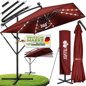 Zweefparasol - Tuinparasol - Parasol 330 cm - Met voet - Met, Verzenden, Zo goed als nieuw