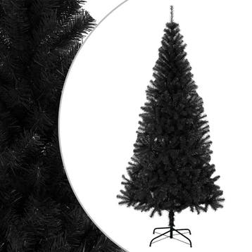 vidaXL Kunstkerstboom met standaard 210 cm PVC zwart, Verzenden, Nieuw