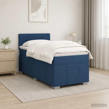 vidaXL Boxspringbed met matras met hoofdeinde Blauw 90 x 200, Verzenden, Nieuw, Eenpersoons, Blauw
