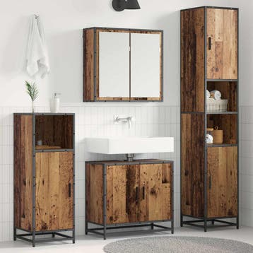 vidaXL Badkamermeubelset 3 st Oud Hout 65 x 33 x 60 cm, Verzenden, Nieuw, Overige typen