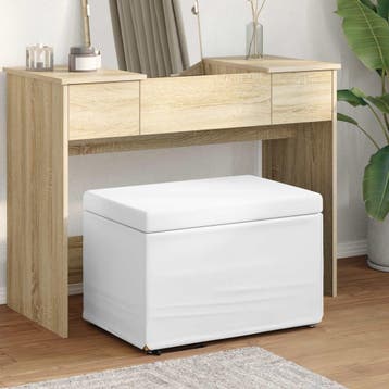 vidaXL Kruk Wit 61 x 41 x 40 cm Nepleer en Gefabriceerd Hout, Verzenden, Nieuw