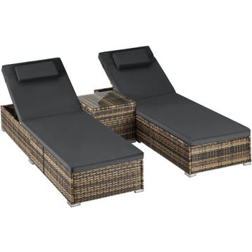 Wicker-tweepersoonsligbed met tafel Carbonera, verstelbare r, Tuin en Terras, Verzenden, Nieuw