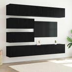 vidaXL Tv-meubelset Wandgemonteerd 6 pcs Zwart Eiken Bewerkt, Minder dan 50 cm, Verzenden, Nieuw, Minder dan 100 cm