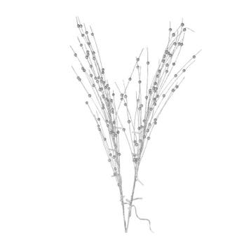 Zilveren glitter kunstbloemen kunsttak 76 cm met LED verli.., Ophalen of Verzenden