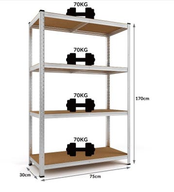 Stellingkast 4 Planken Set van 2 Metaal max 280kg (Meubelen), Huis en Inrichting, Verzenden