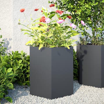 vidaXL Plantenbakken 2 st zeshoek 46x40x45 cm staal, Verzenden, Nieuw, Metaal