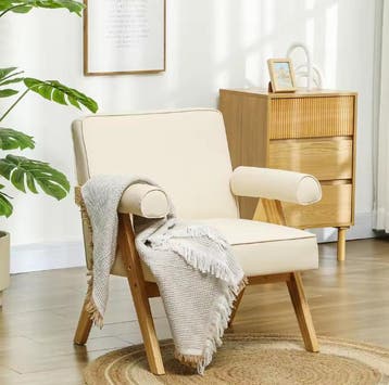 PU-Lederen Lounge Fauteuil met Armleuning – Comfort 120kg, Verzenden, Nieuw, Hout, Eén