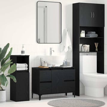 vidaXL Badkamertenk te kast Zwart Eiken 80 x 33 x 60 cm, Huis en Inrichting, Verzenden, Nieuw