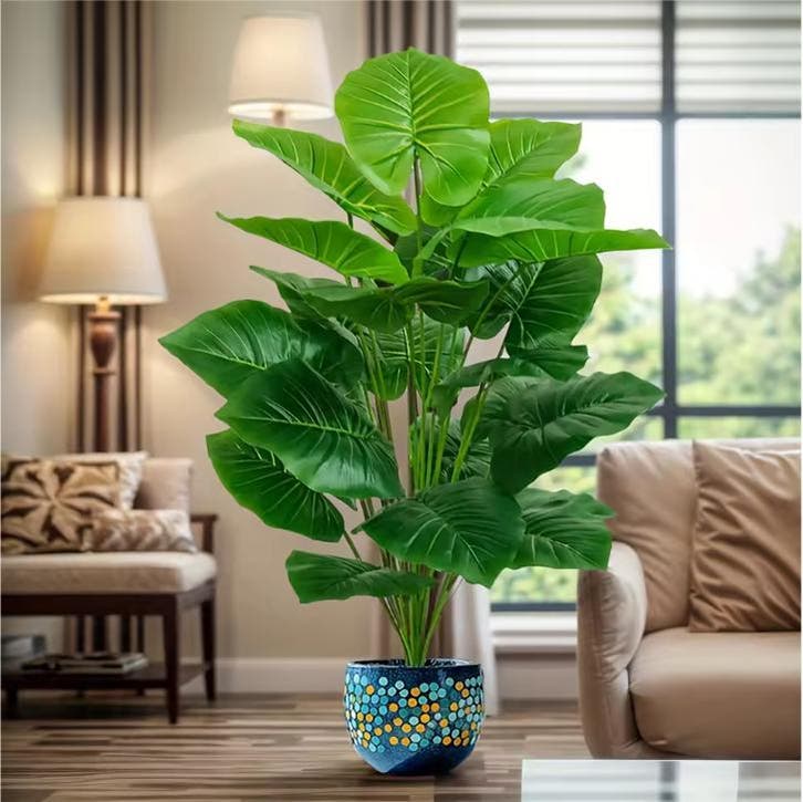Kunst Palmplant 100 cm – Tropische Kamerplant met 18 Bladere, Huis en Inrichting, Woonaccessoires | Kunstplanten en Kunstbloemen