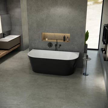 Half vrijstaand bad Lorenzo 170x80x58cm bi-color zwart/wit, Verzenden, Nieuw