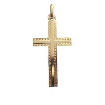Gouden hanger van een kruis (Hanger of bedel), Ophalen of Verzenden, Gebruikt, Goud, Overige merken