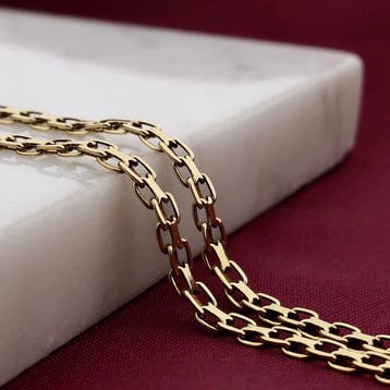 Gouden fantasie/ankerschakel ketting, Sieraden, Tassen en Uiterlijk, Kettingen, Ophalen of Verzenden, Gebruikt, Goud, Goud